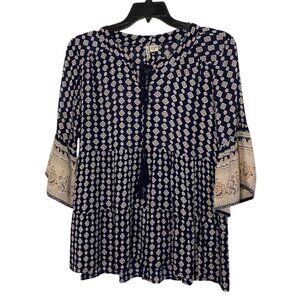 Love Potion Boho Peasant Tiered Top Tassel Ties and Bell Sleeves